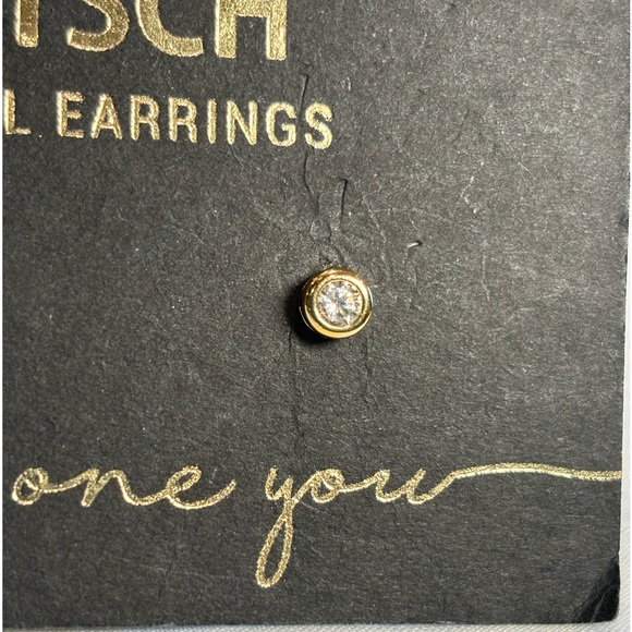 Earrings one with initial R the other one is a rhinestone. Gold toned. - Picture 3 of 6